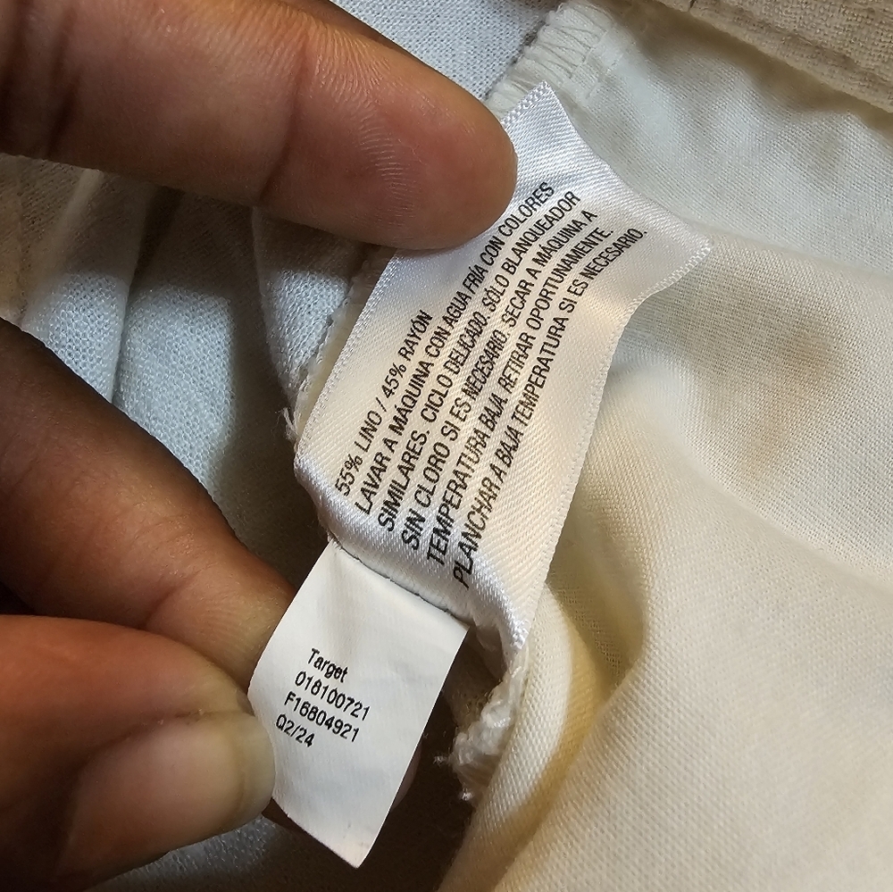 A New Day Cream Cargo Linen Blend Relaxed Baggy Casual Neutral Pants Size 4 - Picture 7 of 8